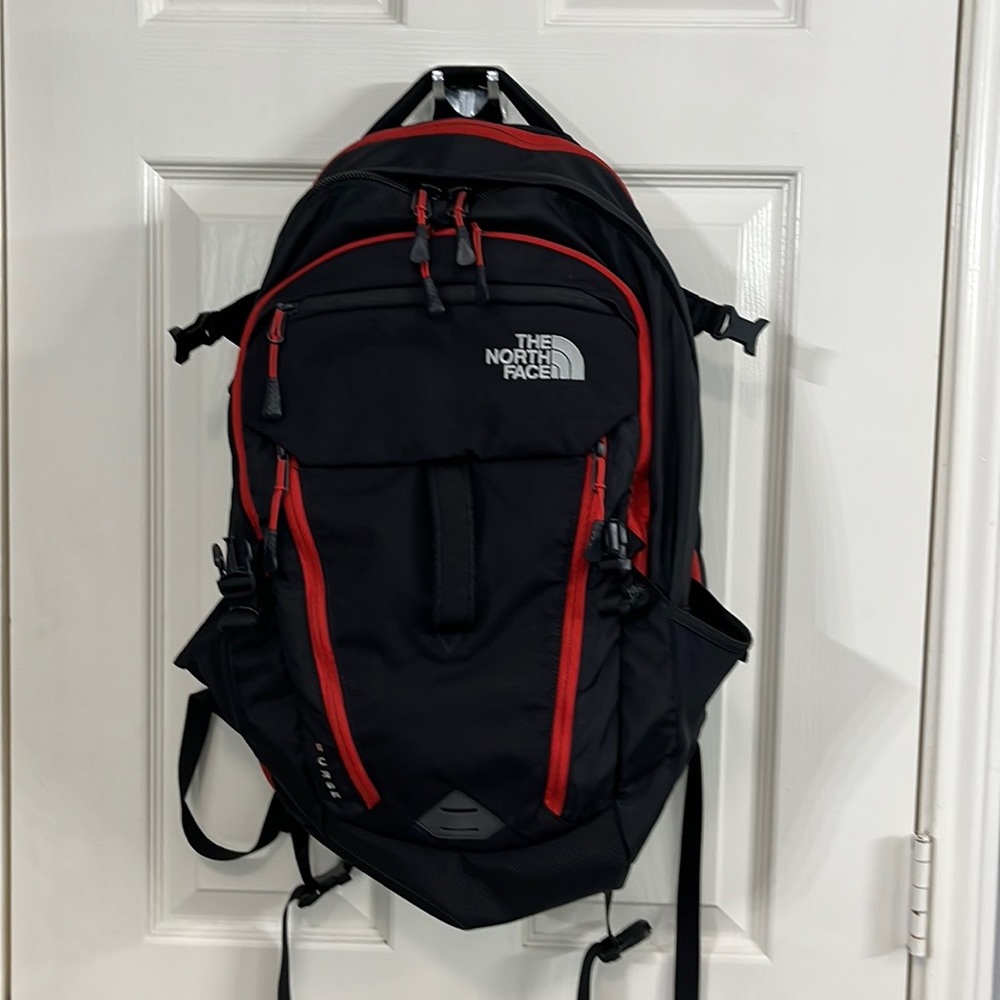 The North Face Men's Black and Red Backpack